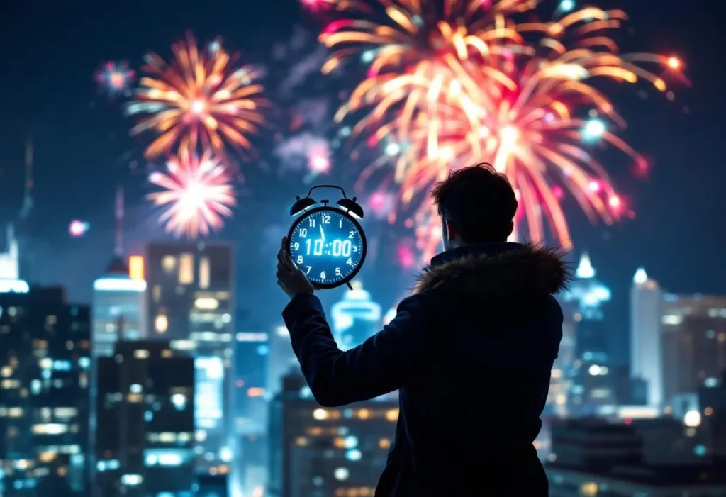 Man celebrating new year